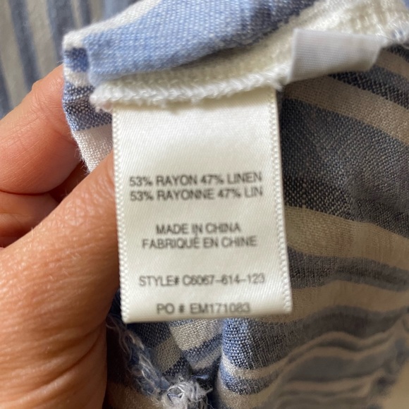 Anthropologie Cloth & Stone Blue Striped Tunic button Down Shirt - Picture 6 of 6